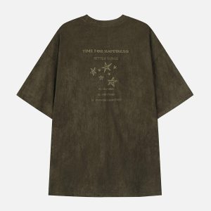 Concert Outfit Embroidery Thorns Star Print Tee