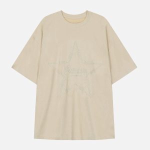 Concert Outfit Embroidery Thorns Star Print Tee