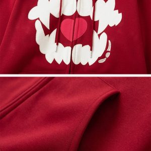 Concert Outfit Embroidery Tooth Heart Hoodie