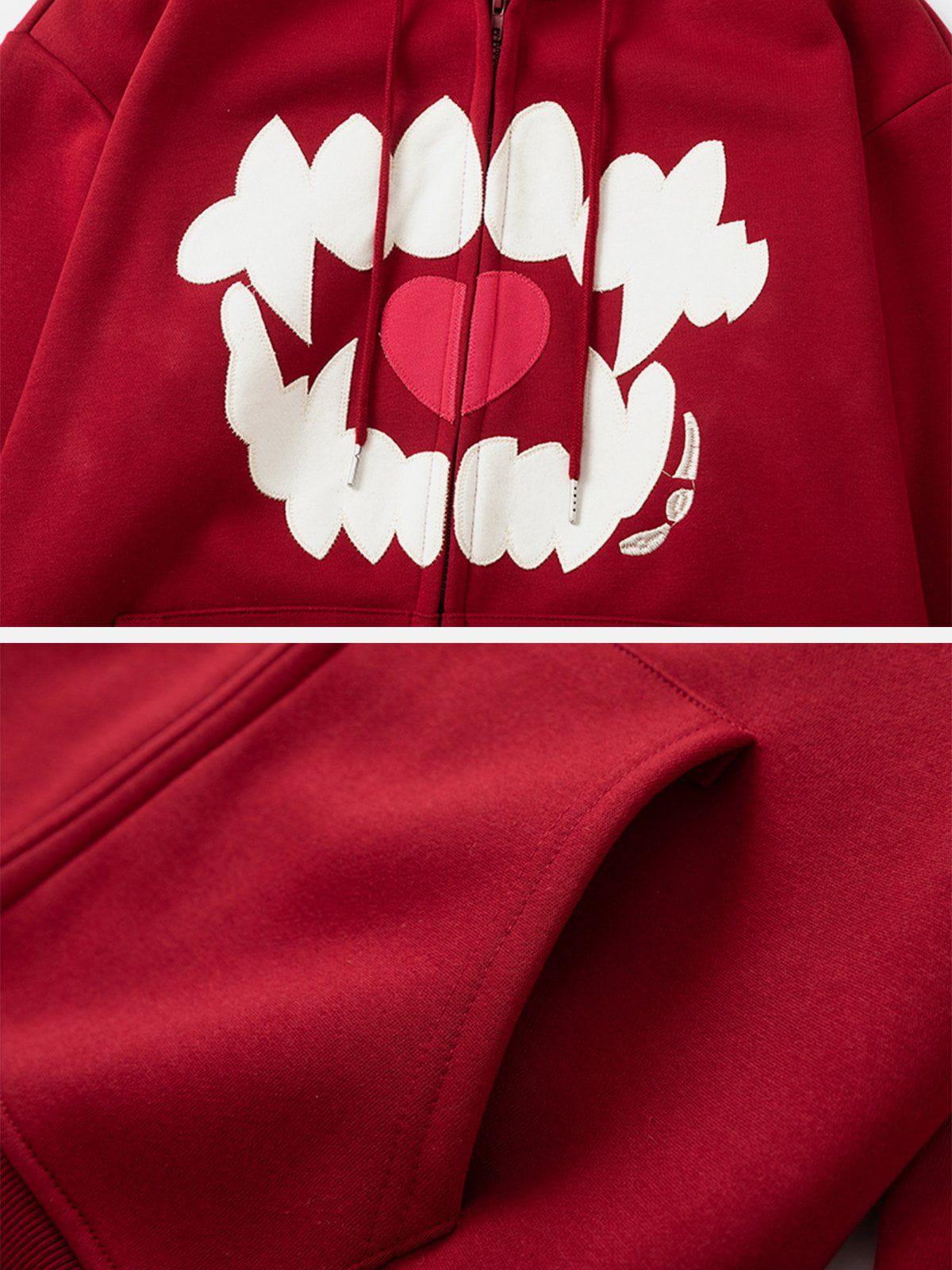 Concert Outfit Embroidery Tooth Heart Hoodie Concert Outfit Embroidery Tooth Heart Hoodie