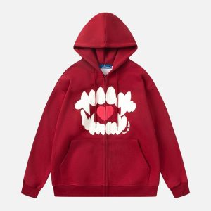 Concert Outfit Embroidery Tooth Heart Hoodie