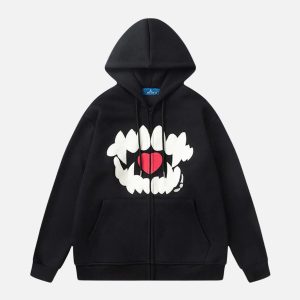 Concert Outfit Embroidery Tooth Heart Hoodie
