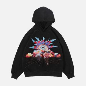Concert Outfit Evil Eye Embroidered Hoodie