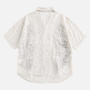 Concert Outfit Exquisite Floral Embroidered Short-Sleeve Shirt