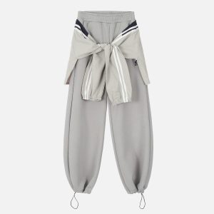 Concert Outfit Fake Two-Piece Drawstring Sweatpants