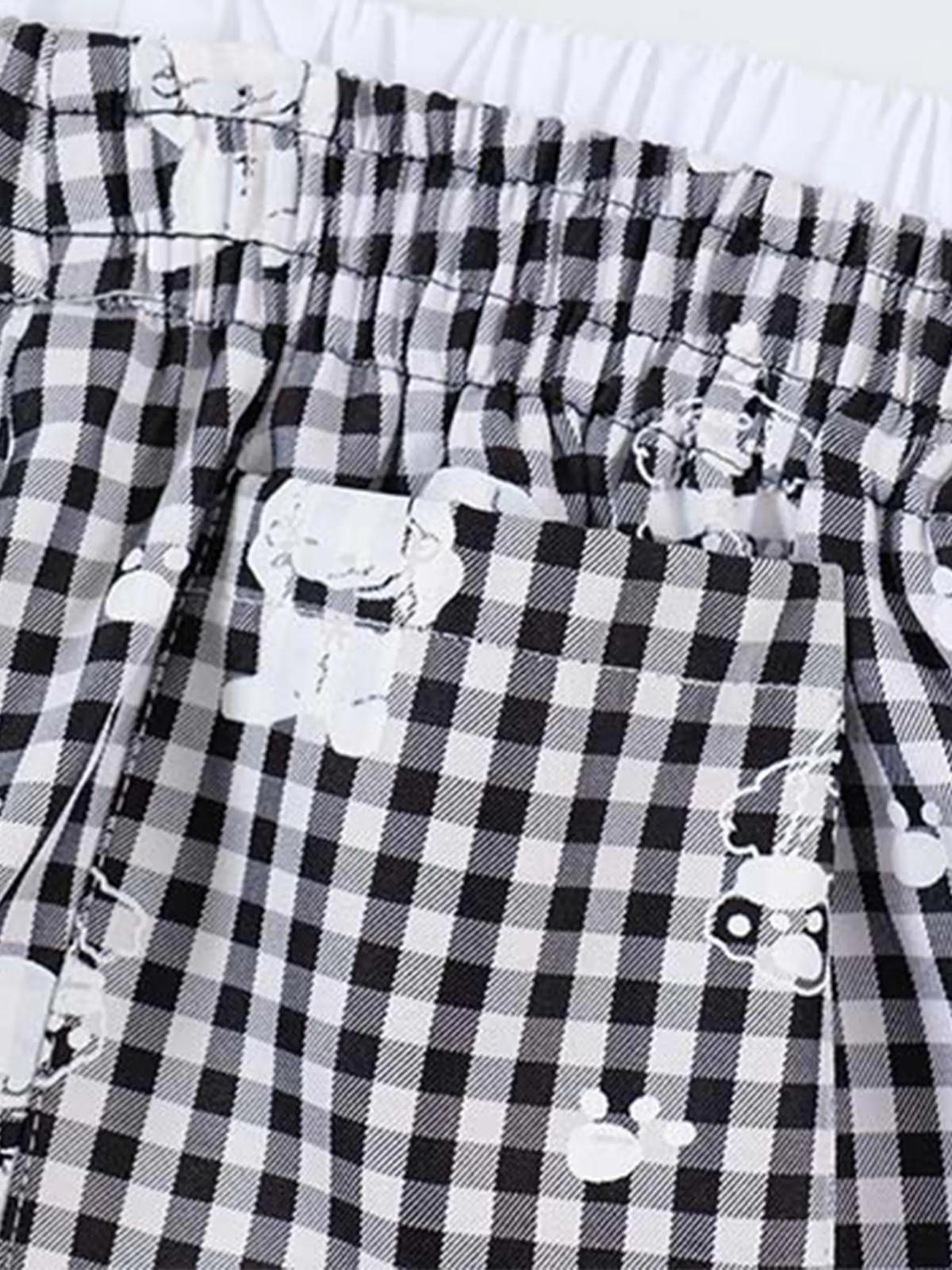 Concert Outfit Fake Two-Piece Print Plaid Sweatpants Concert Outfit Fake Two-Piece Print Plaid Sweatpants