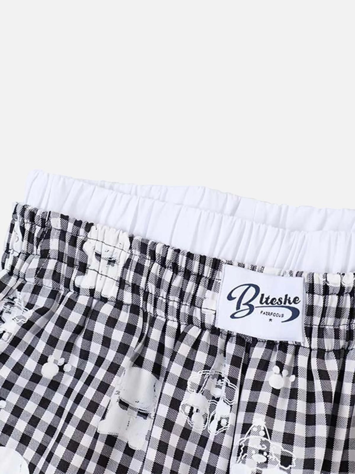 Concert Outfit Fake Two-Piece Print Plaid Sweatpants Concert Outfit Fake Two-Piece Print Plaid Sweatpants