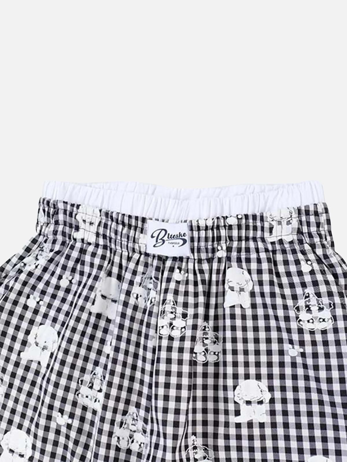 Concert Outfit Fake Two-Piece Print Plaid Sweatpants Concert Outfit Fake Two-Piece Print Plaid Sweatpants