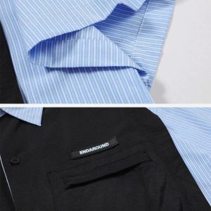 Concert Outfit Fake Two Pieces Patchwork Short Sleeve Shirt