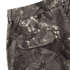 Concert Outfit Fallen Leaf Camouflage Pocket Workwear Shorts