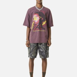 Concert Outfit Fallen Leaf Camouflage Pocket Workwear Shorts