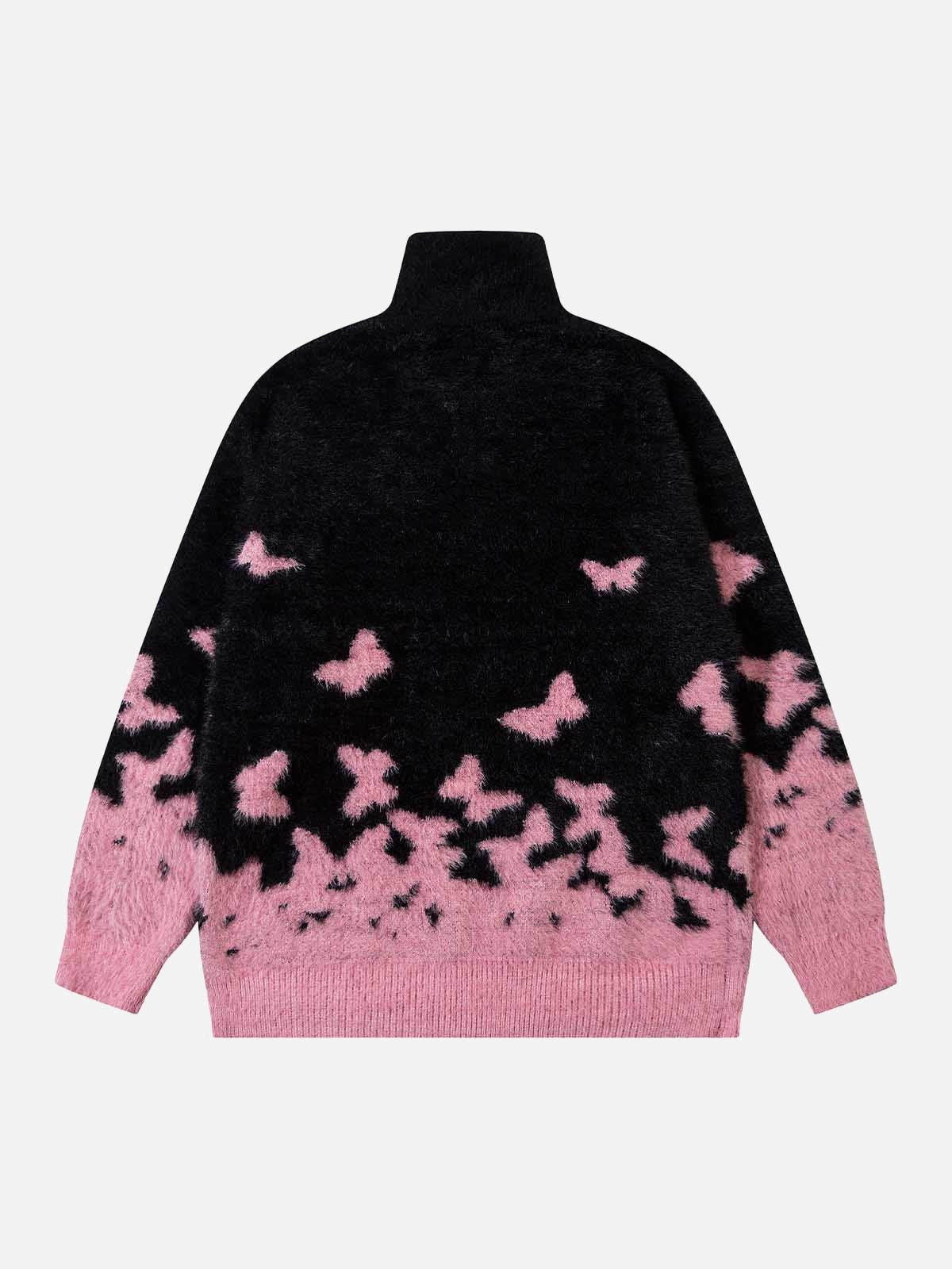Concert Outfit Faux Mink Butterfly Zip Up Turtle Neck Sweater Concert Outfit Faux Mink Butterfly Zip Up Turtle Neck Sweater