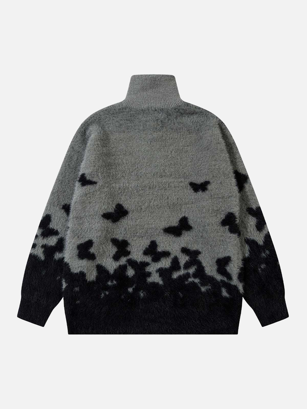 Concert Outfit Faux Mink Butterfly Zip Up Turtle Neck Sweater Concert Outfit Faux Mink Butterfly Zip Up Turtle Neck Sweater