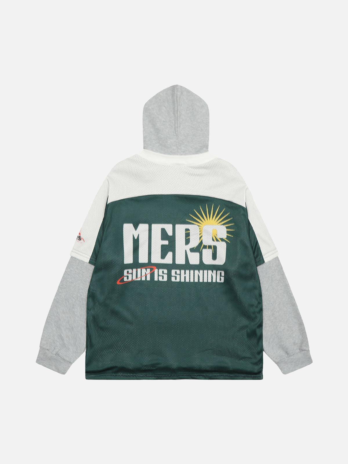 Concert Outfit Faux Two-Piece Contrast Color Stitching Hoodie Concert Outfit Faux Two-Piece Contrast Color Stitching Hoodie