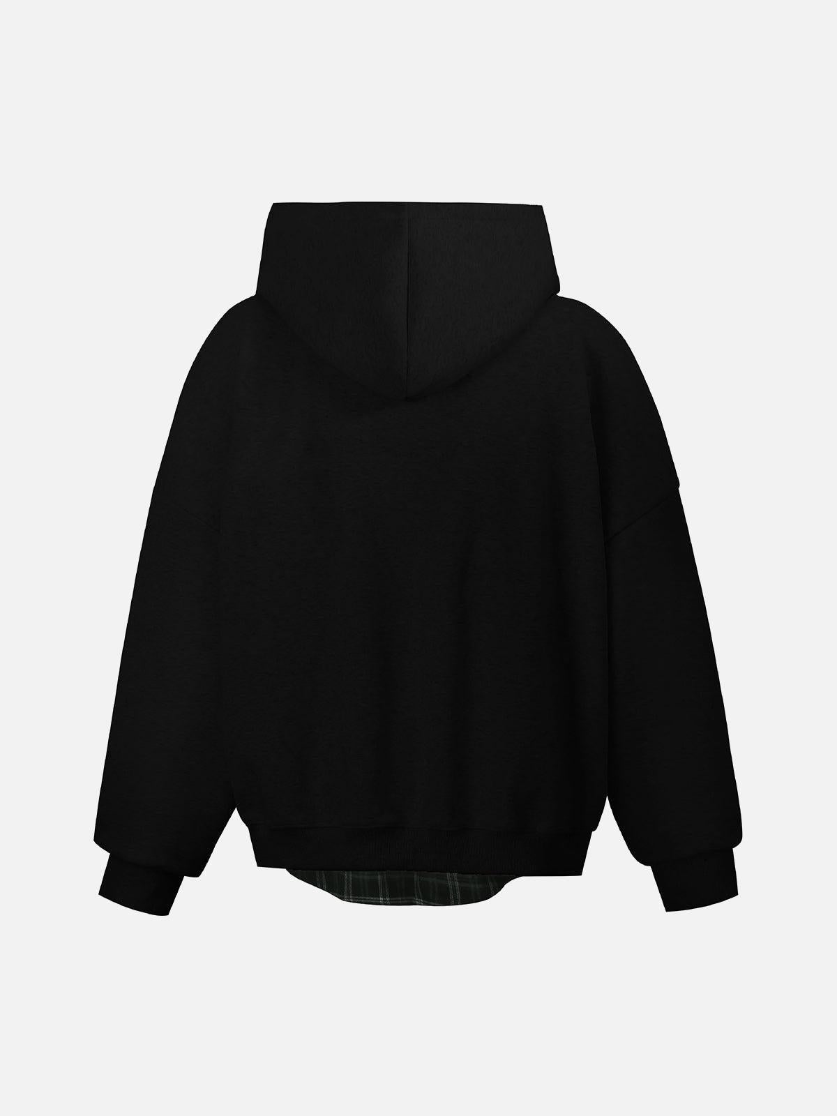 Concert Outfit Faux Two-Piece Plaid Fleece Hooded Jacket Concert Outfit Faux Two-Piece Plaid Fleece Hooded Jacket