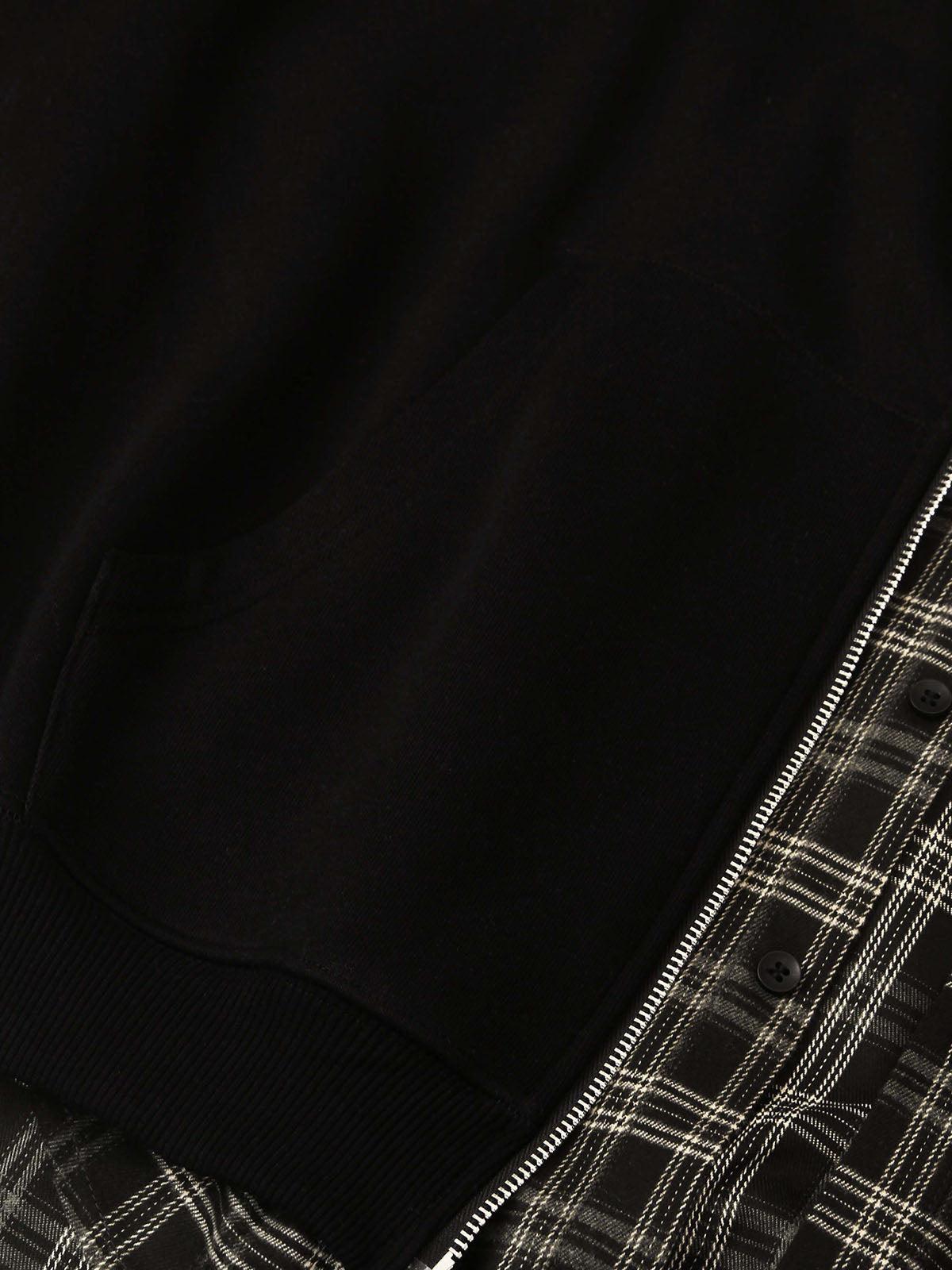 Concert Outfit Faux Two-Piece Plaid Fleece Hooded Jacket Concert Outfit Faux Two-Piece Plaid Fleece Hooded Jacket