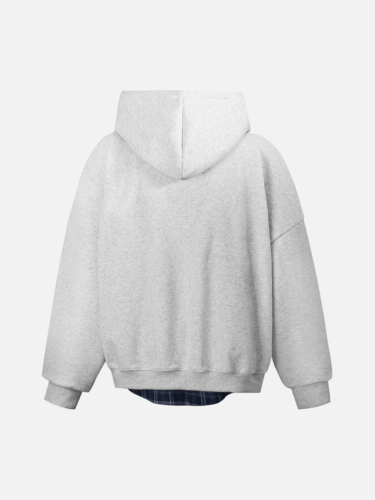 Concert Outfit Faux Two-Piece Plaid Fleece Hooded Jacket Concert Outfit Faux Two-Piece Plaid Fleece Hooded Jacket