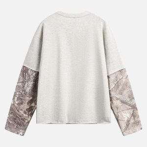 Concert Outfit Faux Two-Piece Print Long-Sleeve T-Shirt