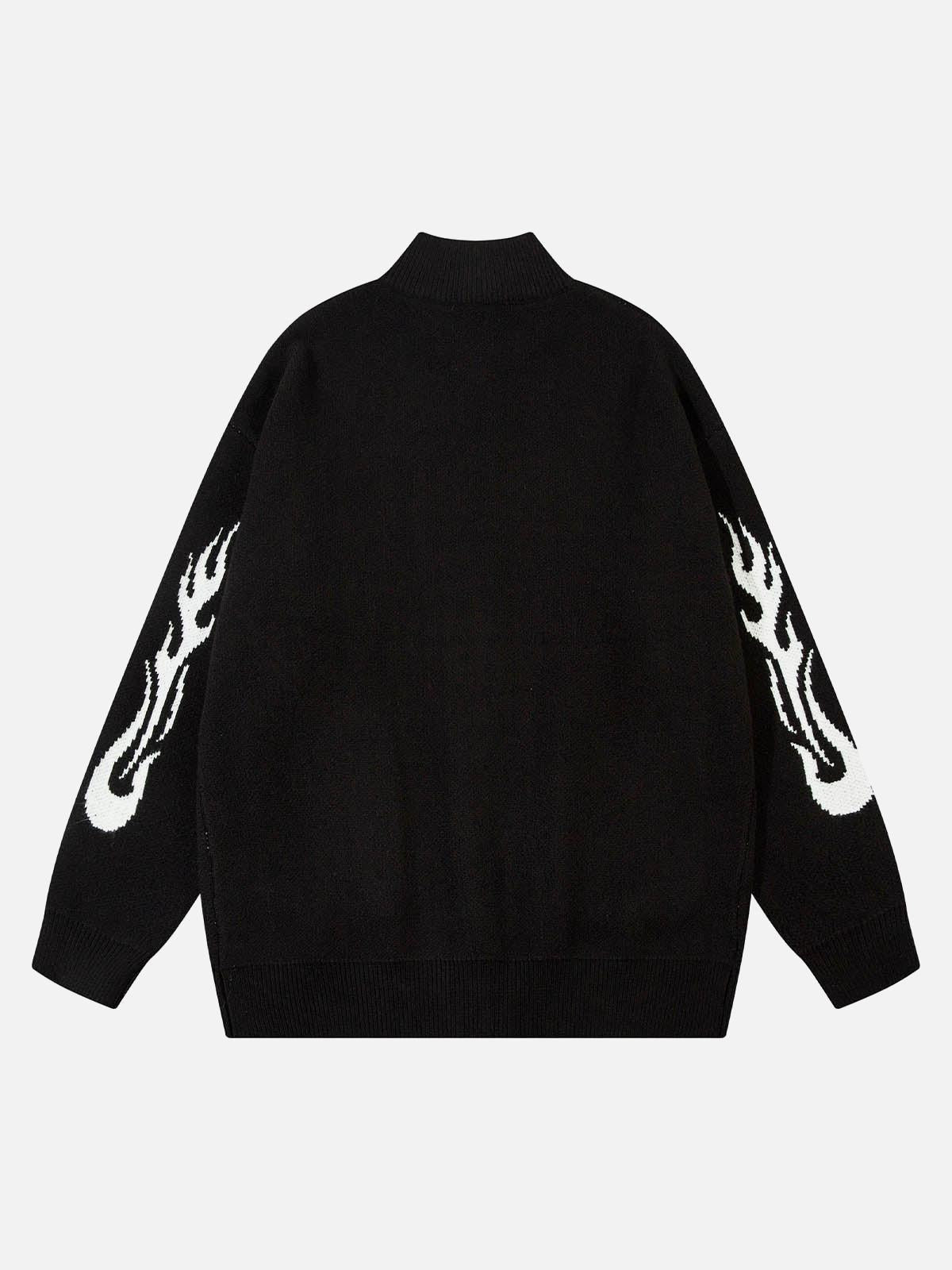 Concert Outfit Flame Faux Mink Fur Zip Up Mock Neck Sweater Concert Outfit Flame Faux Mink Fur Zip Up Mock Neck Sweater