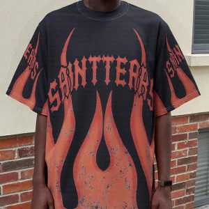 Concert Outfit Flame Graphic Crew Neck T-Shirt