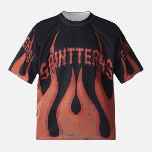 Concert Outfit Flame Graphic Crew Neck T-Shirt
