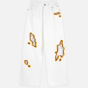 Concert Outfit Flame-Scarred Towel Embroidered Jeans