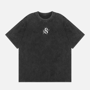 Concert Outfit Flame Star Print Washed Tee