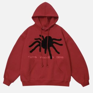 Concert Outfit Flocked Spider Hoodie
