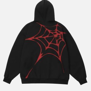 Concert Outfit Flocked Spider Hoodie