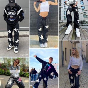 Concert Outfit Flocked Star Straight Jeans