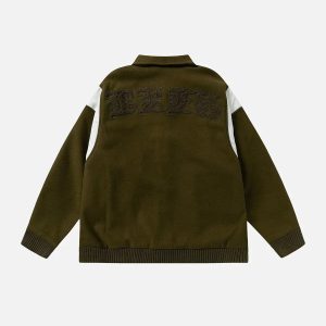 Concert Outfit Flocking Letters Tweed Varsity Jacket