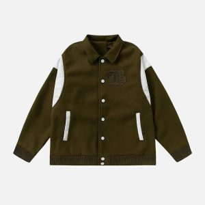 Concert Outfit Flocking Letters Tweed Varsity Jacket