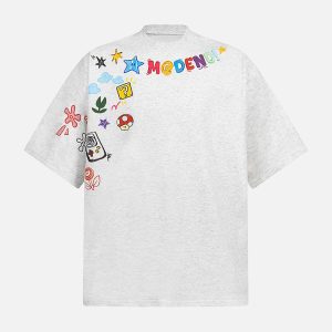 Concert Outfit Floral Embroidered Crew Neck T-Shirt