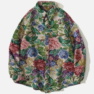 Concert Outfit Floral Embroidered Long-Sleeved Shirt