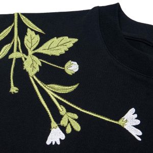 Concert Outfit Floral Embroidered Oversized Short Sleeve T-Shirt