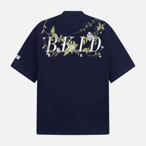 Concert Outfit Floral Embroidered Oversized Short Sleeve T-Shirt