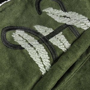 Concert Outfit Floral Embroidered Suede Fleece Jacket