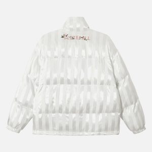 Concert Outfit Floral Letter Embroidered Stand Collar Cotton Coat