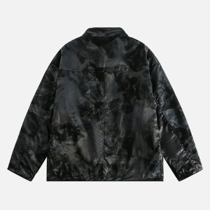 Concert Outfit Floral Stand Collar Leather Jacket