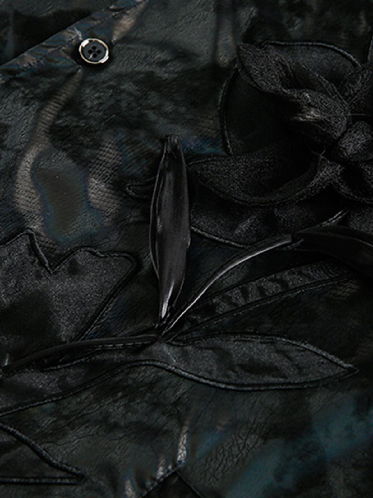 Concert Outfit Floral Stand Collar Leather Jacket Concert Outfit Floral Stand Collar Leather Jacket