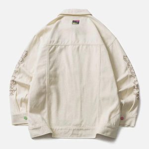 Concert Outfit Flower Patchwork Embroidery Denim Jacket