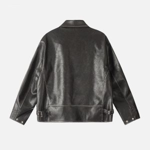 Concert Outfit Fold-Over Washed Faux Leather Jacket