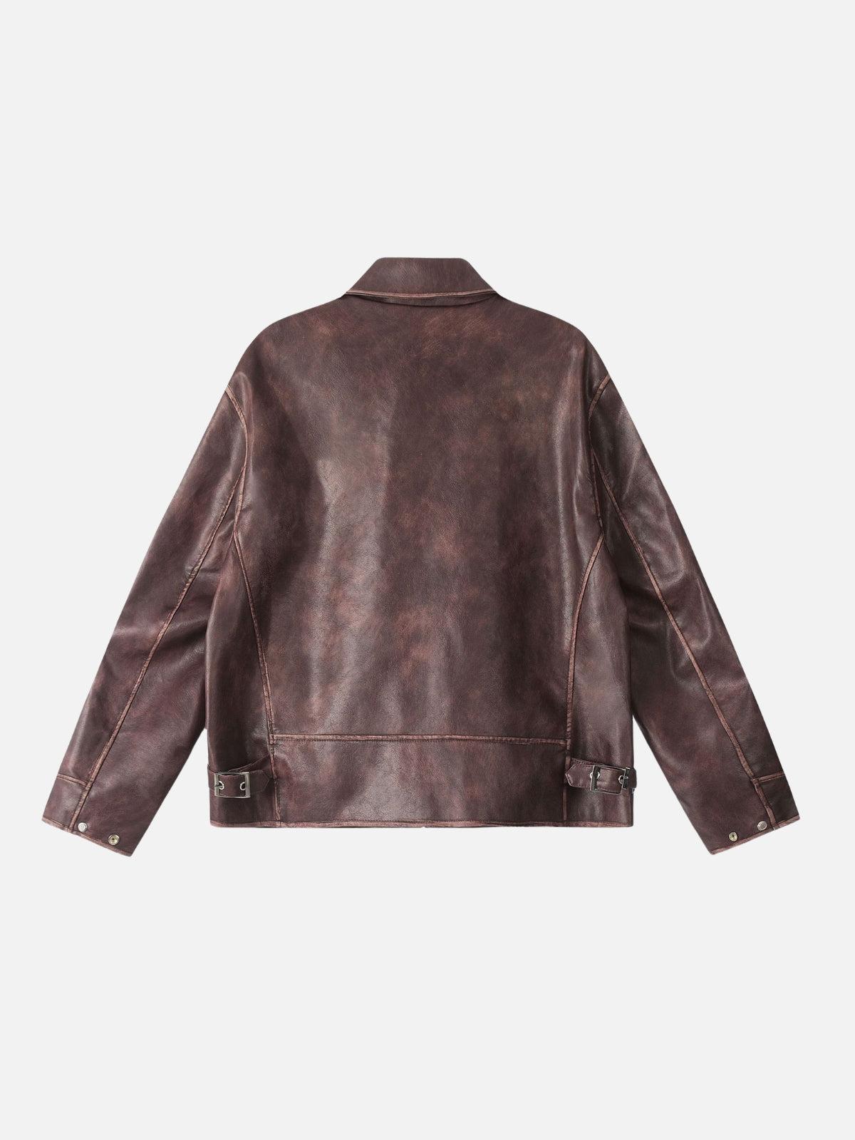 Concert Outfit Fold-Over Washed Faux Leather Jacket Concert Outfit Fold-Over Washed Faux Leather Jacket