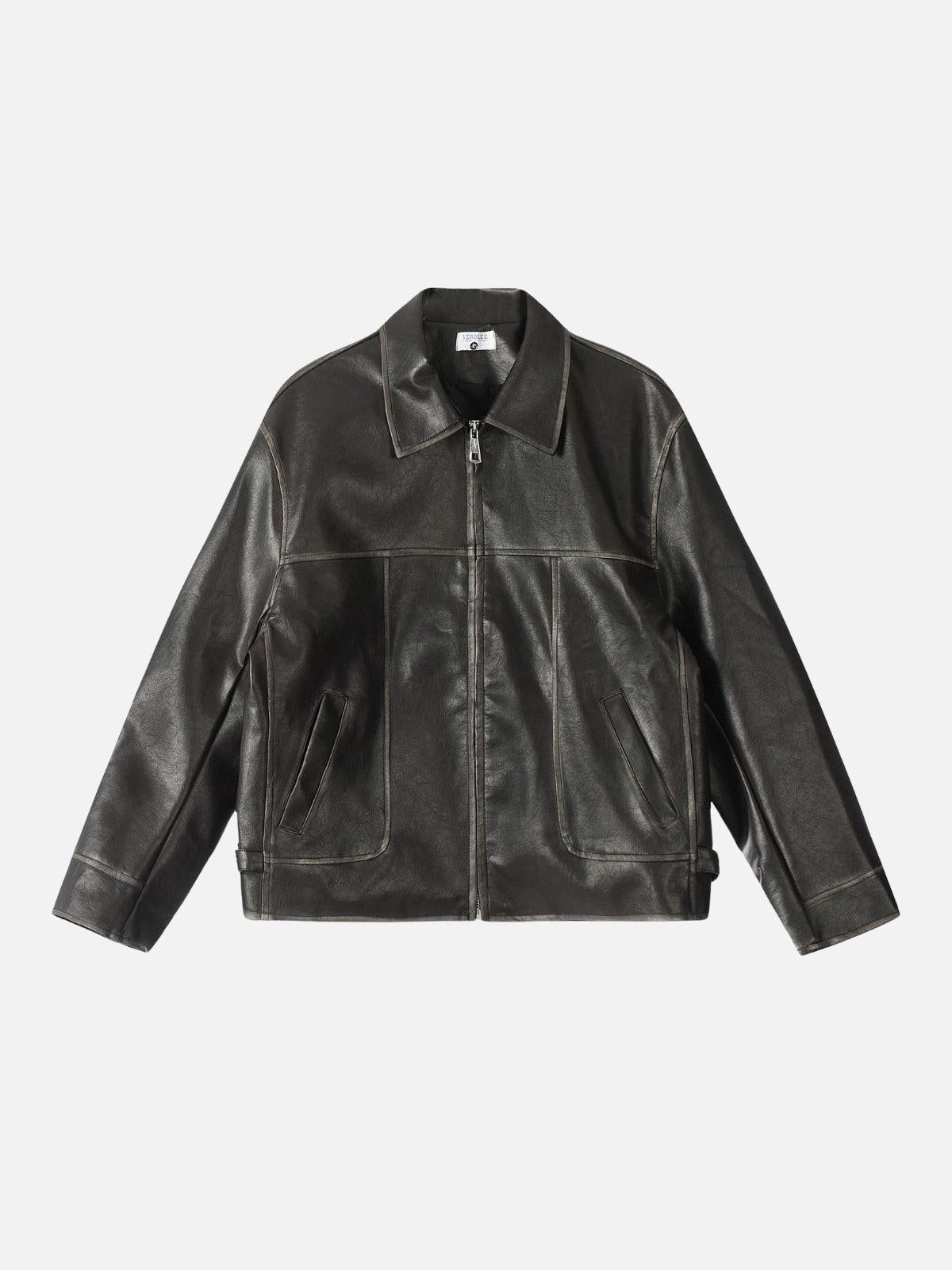 Concert Outfit Fold-Over Washed Faux Leather Jacket Concert Outfit Fold-Over Washed Faux Leather Jacket