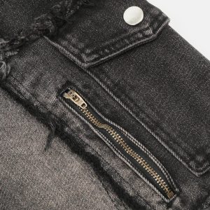 Concert Outfit Fringe Multi Pocket Jeans