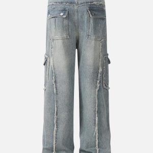 Concert Outfit Fringe Multi Pocket Jeans