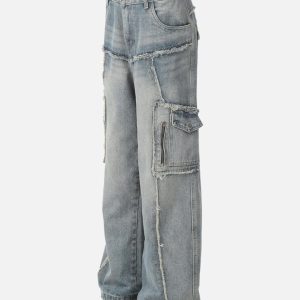 Concert Outfit Fringe Multi Pocket Jeans