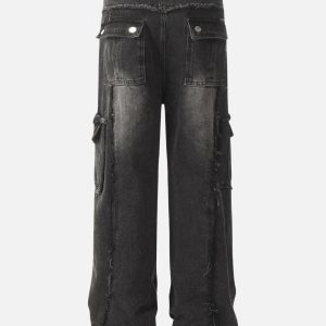 Concert Outfit Fringe Multi Pocket Jeans