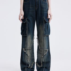 Concert Outfit Fringe Star Washed Jeans