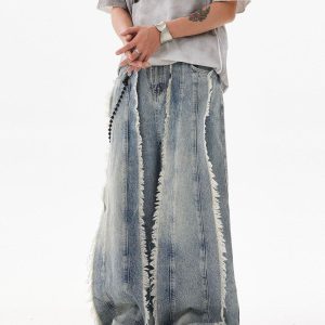 Concert Outfit Fringe Washed Jeans